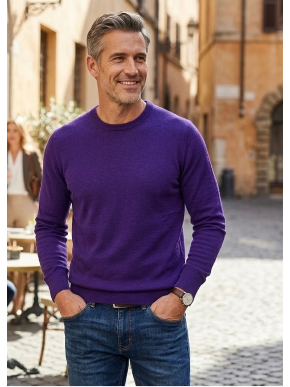 NWT Club Room Crewneck Sweater Size M Purple Merino Wool Blend Fall